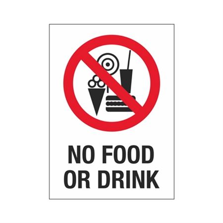 No Food or Drink 10" x 14" Sign